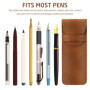 2 étuis en cuir PU faits à la main pour crayons, stylos, stylos à bille (noir et brun), noir, marron, professionnel, Noir, marro