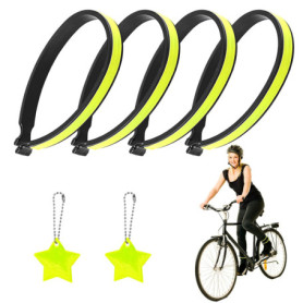 TAFACE Lot de 4 colliers réfléchissants, pinces à pantalon avec 2 pendentifs en forme d'étoile, extensibles pour jogging, randon