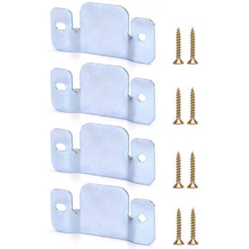 QWORK® 4 Pcs Supports de Fixation pour Canapé Sectionnel, Connecteur de Canapéà Emboîtement en Fer Galvanisé avec Vis (96 x 46 m