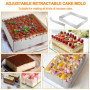 Cadre Patisserie Rectangulaire, Extensible Moule Carré, Moule Rectangulaire Patisserie avec 2 Spatule, Moule à Gâteau Rectangle 