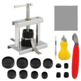 Presse de Boîtier Montre, Outil de Réparation de Montre avec 12 Matrices, Outil pour Ouvre et Fermer Boitier Montre, Kit Reparat