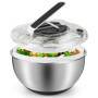 Gaethra Essoreuse à Salade 4,5L en Acier Inoxydable Grande, Panier a Salade avec Couvercle, Base Antidérapante, Salad Spinner po