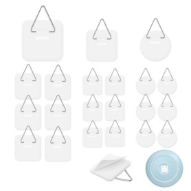 VFANDV 21Pcs Crochet Adhesif Mural Crochets Adhésifs Invisibles, 3 Formes Crochets Adhésifs Invisibles, Attache Cadre Adhésif Ac