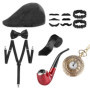 VFANDV Accessoire Annee 20 Homme, 14pcs Années 1920 Hommes Accessoires Gatsby Costume Gangster Deguisement, Années 1920 Hommes D