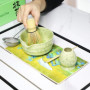 Set de Matcha Japonais (7pcs),bol matcha avec bec verseur,Fouet en bambou, support à fouet, cuillère à café, support à cuillère 