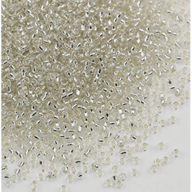 Tibaoffy Transparent avec doublure argent Taille 12/0 Perles de verre artisanal 2 mm pour la fabrication de bijoux (Total Enviro