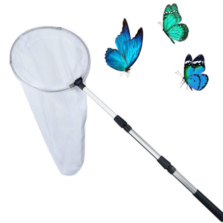 Filet de pêche télescopique pour insectes et papillons - Avec anneau de 28 cm - Poignée extensible jusqu'à 93 cm