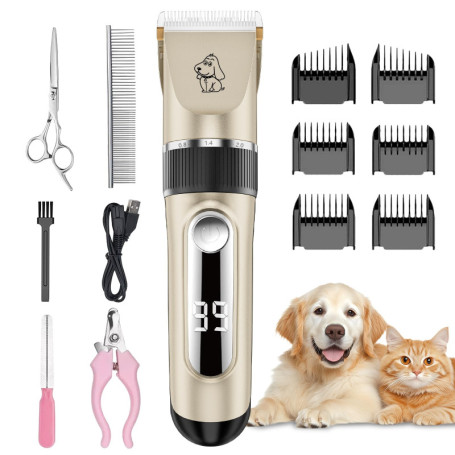 NWOUIIAY Tondeuse Chien Professionnel IPX7 Charge Rapide Tondeuse pour Chien Sans Fil à 5 Vitesses à Faible Bruit avec Ecran LCD