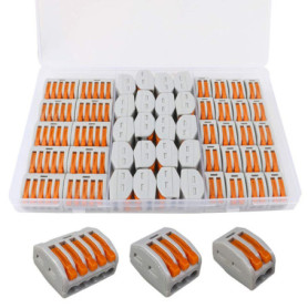 FULARR 50Pcs Premium PCT-212/213 / 215 Lever-Nut Assortiment Pack, Conducteur Compact Fils Connecteurs, Printemps Bornier Pousse