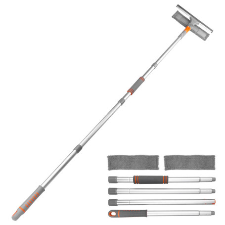 Newpop Kit Nettoyage Vitre Professionnel, Lave Vitre Telescopique pour Fenêtre, Raclette Vitre avec Manche en Aluminium Jusqu'à 