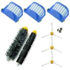 Asp-Robot® Kit de remplacement pour aspirateur robot Roomba 600/610/620/621/630/650/651/655/660/661/PET avec 3 filtres AeroVac, 