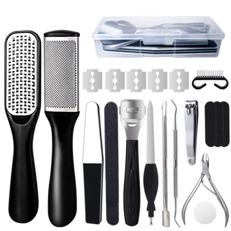Kit de pédicure 20 pièces, kit de pédicure professionnel, lime à pied en acier inoxydable, enlève la peau dure et morte et le ki