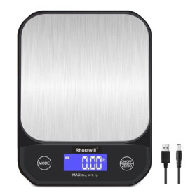 Rhorawill Balance de Cuisine Numérique, Haute Précision 5kg/0,1g Balance de Alimentaire, Balance Cuisine électronique avec Affic