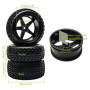 Pxyelec Jantes et pneus avant et arrière 1/10 Off Road RC Buggy x4 Noir 5 rayons pour HSP