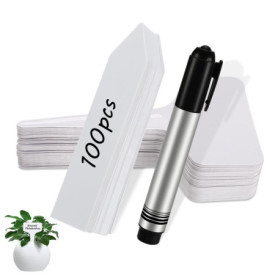 Etiquettes pour Plantes, 100 Pièce Imperméables Etiquettes Plantes avec 1 Stylo, Étiquettes en Plastique Durables, Etiquette Sem