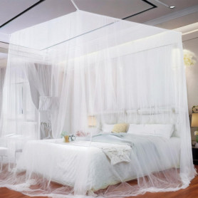 Uoimky Moustiquaire de Lit, 220 x 210 x 200cm Grande moustiquaire moustiquaire lit 2 Places Moustiquaire Voyage en Polyester Mou