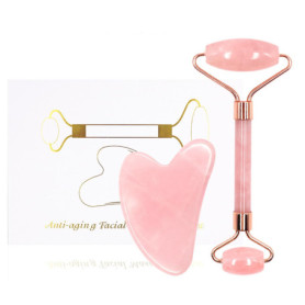 Jade Roller Visage et Gua Sha Masseur, Outil de Massage Facial Gua Sha,Gua Sha pour le visage, le cou et le corps,Calme Et Déten