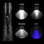DaskFire 2 en 1 Lampe Torche Set LED Puissante 900Lumens Lampe UV 395NM Lumière Ultraviolet 4 Modes Eclairage Lampe de Poche Zoo