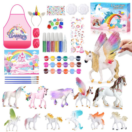 Licorne Jouet Fille Kit de Peinture, Licorne Jouet Créatif Ensemble D'artisanat à Colorier 3D Peinture Activités Manuelles, Lico