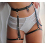 Punk Chaîne de Corps en Cuir pour Femmes Taille Harnais Ceinture Noir Gothique Chaîne de Jambe Réglable Ceinture Cuisse Jarretel