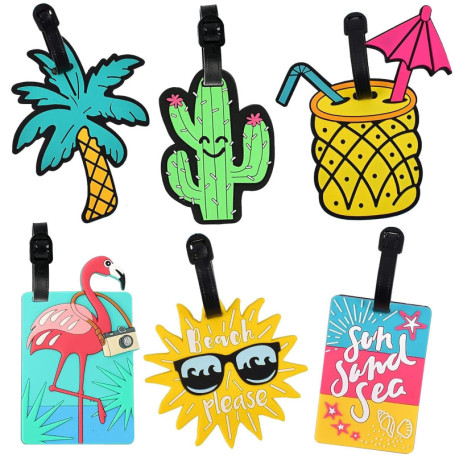 Lot de 6 étiquettes de bagage sécurisées pour valises, étiquettes de voyage étanches pour bagages, étiquettes d'identification p