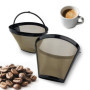 VELLUSTRA 2 PCS Filtre à Café Réutilisable Taille 4, Filtre a Cafe en Acier Inoxydable pour Faire du Café Manuel Filtre Café Per