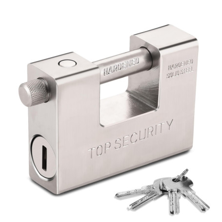 Cadenas robuste de 94 mm avec 5 clés, Cadenas Clé avec anse solide en acier trempé de 12,7 mm d'épaisseur, Cadenas à Clé de sécu