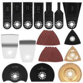 24 Pcs Lames de Scie Oscillantes, Outil Multifonction Saw Blades Accessoires Kit, Bois Plastique Métal Universelle Outil Multifo