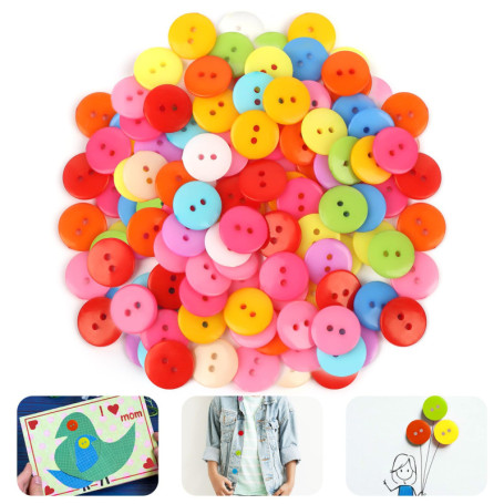 100PCS Boutons Colorés, Boutons de Bricolage, Bouton Multicolore, Artisanat Bouton Rond, Petits Boutons Ronds