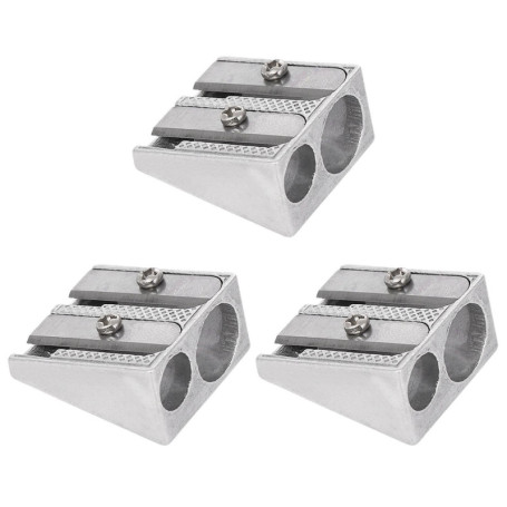 Taille-Crayon En Métal 3 Pièces, Taille-Crayon À Double Trou, Papeterie D'Étudiant, Taille-Crayon Pour Enfants, Petit Taille-Cra