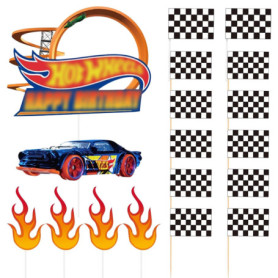 TYFGRT 8 Inserts De Gâteau De Course, 10 Inserts De Drapeau De Course, Décorations De Gâteau d'anniversaire pour Enfants, Ensemb