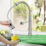 Robinet Cuisine,Mitigeur à Ressort avec Douchette Extractible, Robinetterie Robuste 2 Modes,Monocommande Eau Chaude & Froide, Fl