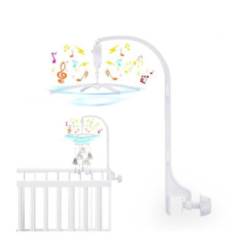 Locisne Support lit bébé Lit berceau Bras mobile, avec boîte à musique mécanique et support allongé support écrou vis à vis cloc