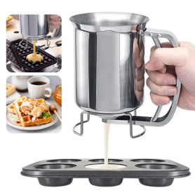 Bczhieulw Shaker Crepes， Distributeur de Pâte,Séparateur de Pâte, Distributeur d'Entonnoir, 800ml, pour Gâteaux, Muffins, Gaufre