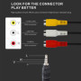 P13 Câble adaptateur 3,5 mm vers RCA, AV audio/vidéo. Idéal pour connecter TV, DVD, haut-parleurs, amplificateurs, chaînes hi-fi