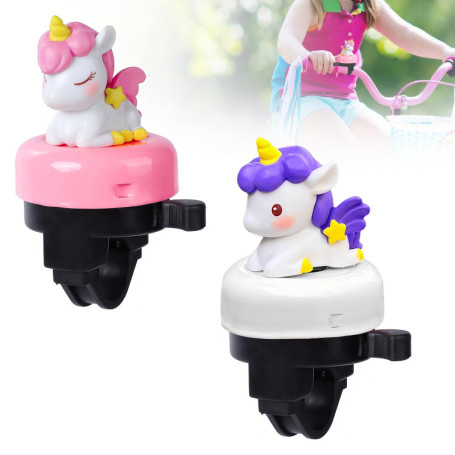 SI SEN 2 Pièces Sonnette de Vélo Licorne Sonnette de Vélo pour Enfants, Sonnette de Vélo avec Animaux, pour Vélo Mignon Sonnette