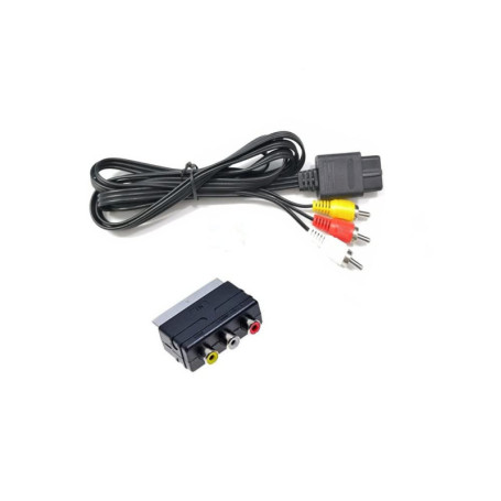 WICAREYO Câble AV avec adaptateur 3RCA vers péritel pour N64 NGC SNES 6 pieds/1,8 m Câble audio vidéo composite avec adaptateur 