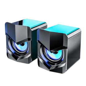 Etlephe Enceinte PC,Haut-Parleurs De Jeu avec Lumières LED Froides,USB Volume Contrôle, Enceintes Gaming Son Stéréo 3,5 mm Encei