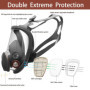 RANKSING Full Facepiece Masque respiratoire réutilisable 6800 Accessoires d'assurance de travail avec 12 filtres 2 cartouches 2 
