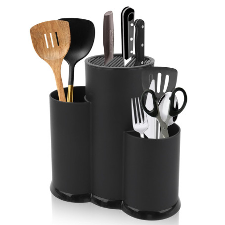 3 en 1 Blocs à Couteaux Vides Universel, Support à Couteaux De Cuisine, Rond Rangement Couteaux de Cuisine, Porte Couteaux Usten