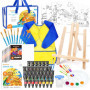 Shuttle Art Chevalet Peinture Enfant, 69PCS Kit Peinture Acrylique Inclus 30 Couleurs Peinture Acrylique, Chevalet, Toile, Pince