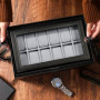 SAMISO Boîte à montres à 2 couches,Coffret à Montres avec couvercle en verre,Rangement pour Montres en Cuir,12 compartiments et 