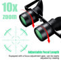 Jumelles de Binoculaire, Zoom 10x Jumelles de Pêche Portables ABS, avec Distance Pupillaire et Longueur Focale Réglables pour L'