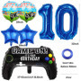 Liitata Jeu vidéo 10e anniversaire décoration garçon gamer anniversaire fête numéro 10 ballons aluminium bleu grande manette de 