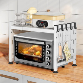UCAMP Support de Four À Micro-Ondes Extensible,Support pour Micro Ondes avec 10 Crochets,Support D'Étagère de Cuisine,Support po