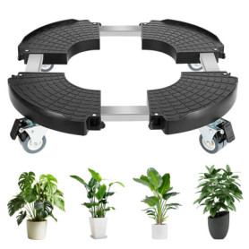UCAMP Porte Plante a roulettes Réglable 40-48cm,Support Plante avec Roues Pivotantes à 360°,Capacité de Charge Maximale 300KG,Su