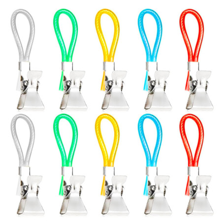 CUIDAKJ 10Pcs Pince Serviette,Crochet Torchon,Attache Torchon Cuisine,Clips Torchon Multicolores, Métal Clips de Cuisine Suspend