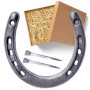 Coffret Cadeau avec Décoration en Paille, Contient Fers à Cheval en Fonte Durable avec 5 Trous de Chaque Côté, Fer à Cheval Port