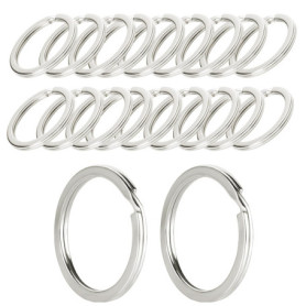 20 Pièces Anneaux Porte Clé 25mm,Métal Alliage Anneau Porte Clef,Anneau Plat,Anneaux Brisés,pour Clé de Maison,Clé de Voiture,DI