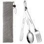 Lot de 3 couverts de table,Couverts en Acier Inoxydable,avec Couteau, Cuillère,Fourchette,couvert camping,boite a couvert transp